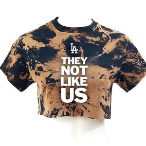 THEY NOT LIKE US Acid Washed Cropped Crop Top Rock Band Punk Hip Hop Rap Tee LA